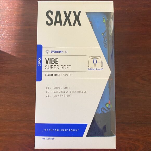 Saxx VIBE 2 pack Christmas Boxer Briefs "Moosletoe & Navy" - Picture 2 of 3